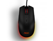 AOC AGM500 Gaming Mouse, Black, 400–5000 DPI, Pixart PMW3325 sensor, RGB Logo, 8 x button mouse, Ergonomics, Right-handed, Light ring provides dynamic RGB effects, USB, AOC G-Menu, 145g